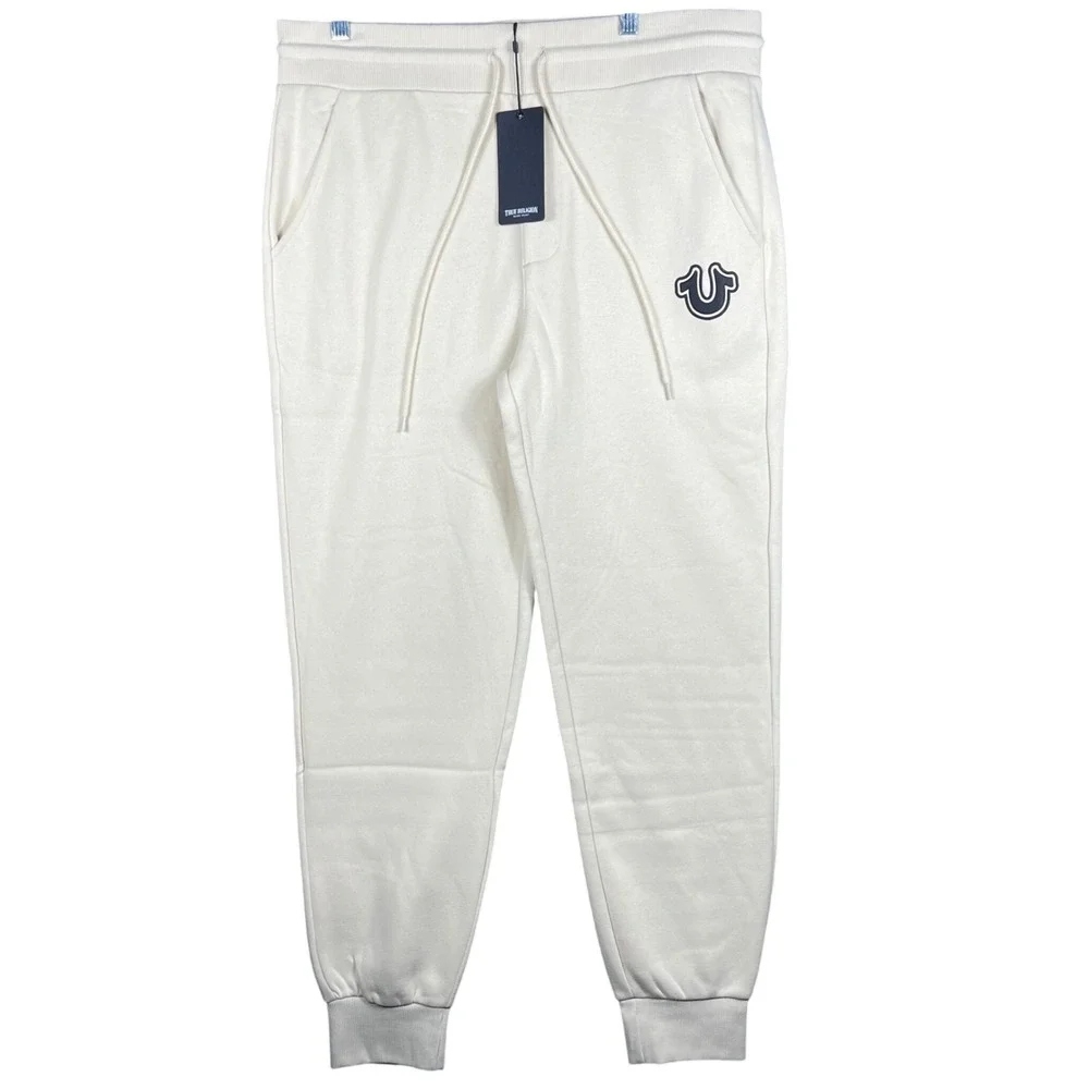 True Religion Core Jogger Mens Large Fog Off-White Horseshoe Logo‎ 105622 NEW